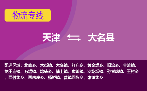 天津到大名县物流-票价优惠，运输安全天津至大名县货运