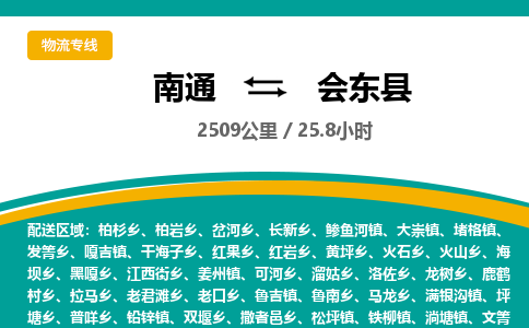 南通到会东县物流专线|南通至会东县物流公司|南通发往会东县货运专线